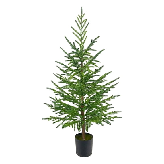 Tabletop Artificial Pine Tree,3FT Real Touch Norfolk Pine Topiary Tree, Faux Greenery Plant Decor, Potted Evergreen Tree for Entryway, Living Room, Indoor Outdoor Table Display,1 Pcs
