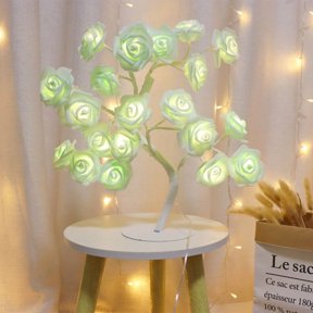 Tabletop Bonsai Tree Lights, DIY Artificial Tabletop Night Lights USB Powered Light Up Rose Tree Lamp for Party Home Wedding Christmas Decor