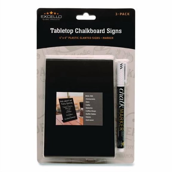 Tabletop Chalkboard Signs, Black Surface, 4 x 6, 3/Pack | Bundle of 5