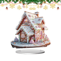 Modern Cute Creative Tabletop Figurine, Christmas Gingerbread House Decor with Candy & Snow Accents, Collectible Indoor Gift for Study Desktop