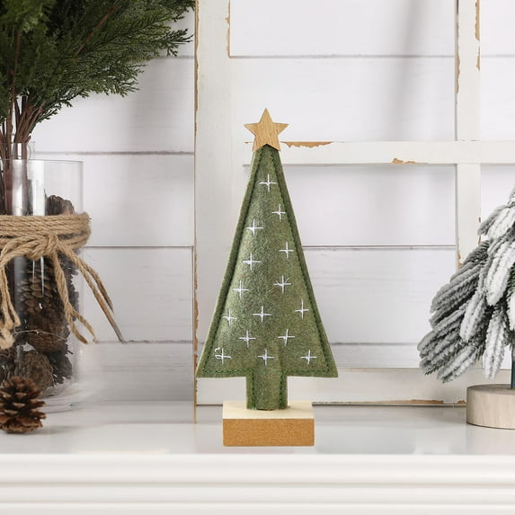 Tabletop Christmas Tree Christmas Decoration Felt Decorative Mini Xmas Tree Table Centerpiece for Home Decor Fireplace Office