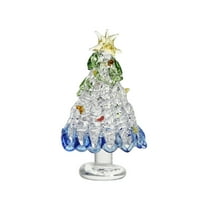 Tabletop Christmas Tree Decor Crystal Glass Christmas Tree Shape Ornament Mini Trees Figurines for Home/Office Holiday Tabletop Decor
