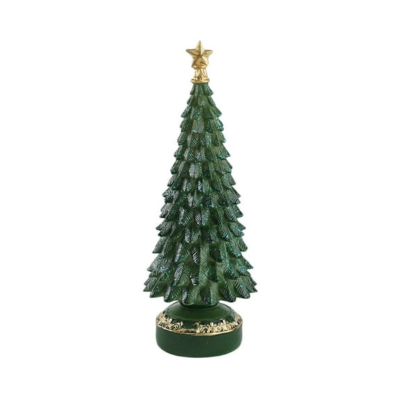 Tabletop Christmas Tree Figurines Set - 7.8 Inch Resin Xmas Trees with Glitter for Rustic Home Decor, Mantel Displays and Indoor Holiday Christmas Decorations