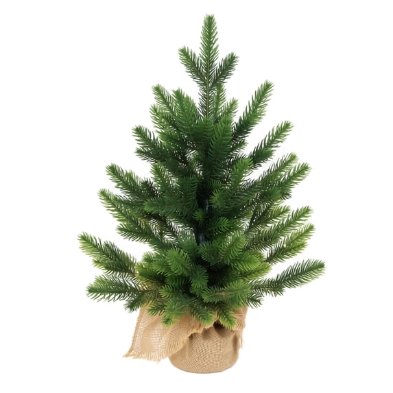 Tabletop Christmas Tree, Flocked Artificial Mini Pine Tree with Burlap ...