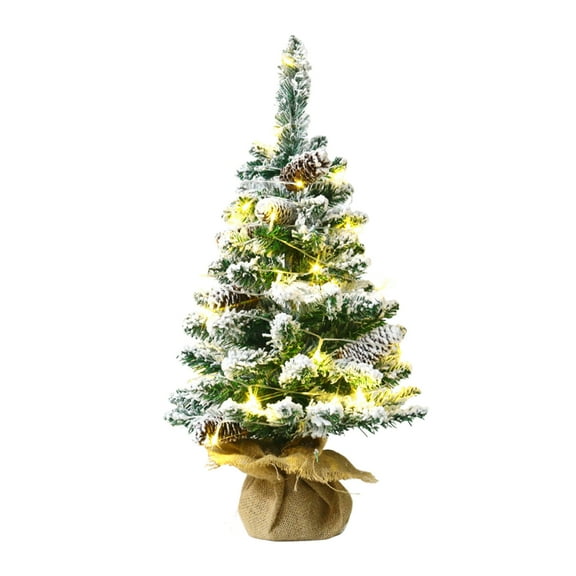 Tabletop Christmas Tree with Light String – 17 in Mini Artificial Tree for Indoor Holiday Decor, Desktop Window Display and Christmas Party Decoration