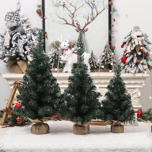 Tabletop Christmas Tree, Miniature Pine Christmas Tree with Linen Base for Xmas Holiday Room Tabletop Decor (23.62"H)