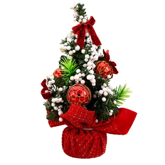 Tabletop Christmas Tree Ornaments,8Inch Artificial Xmas Tree Decor Christmas Festival Home,Office and Party Decoration B2