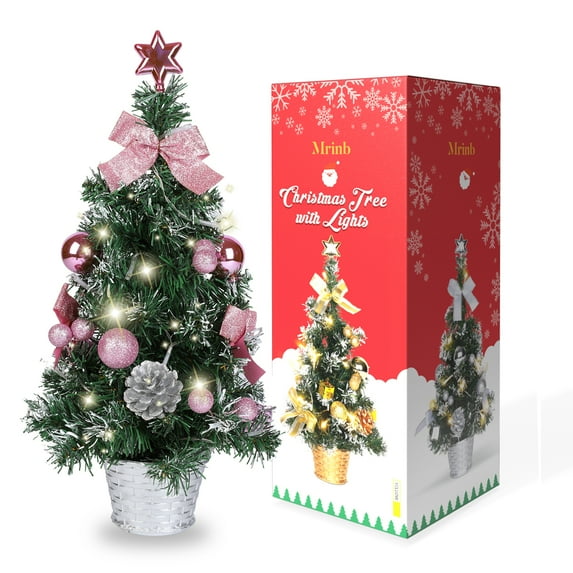 Tabletop Christmas Tree for Dining Table 17.7Inch Home Decoration Gift for Christmas Christmas Pine Tree Xmas Star Tree Pink