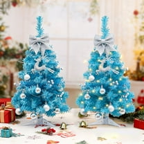 Tabletop Christmas Tree with Lights, Blue Imitation Mini Tree with Ornaments for Indoor Home Party Decoration, 17.1 Inches,Vsgery