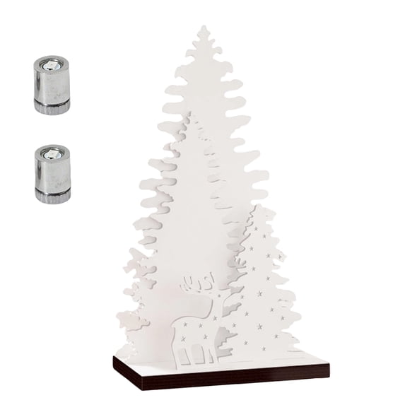 Tabletop Christmas Tree with Warm Led Light,Wooden Centerpiece for Holiday Table,Christmas Tree Decor,1 Set