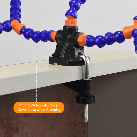 Tabletop Clamp Base Helping Hands Soldering Third Hand Tool with 3X LED Illuminated Magnifying Glass PCB Board Holder-B