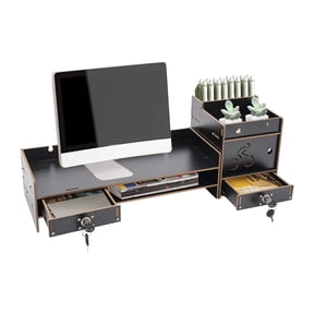 Tabletop Computer Monitor Riser Desktop Monitor Stand Monitor Stand Organizer with Drawer Black