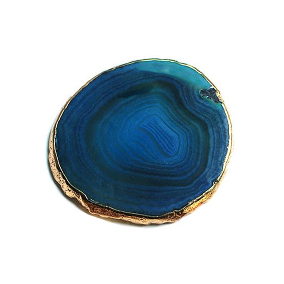 Tabletop Cup Mat in Round Agate Stone Single Piece Form for Coffee Table, Desk, Tea Corner, and Daily Mug Placement