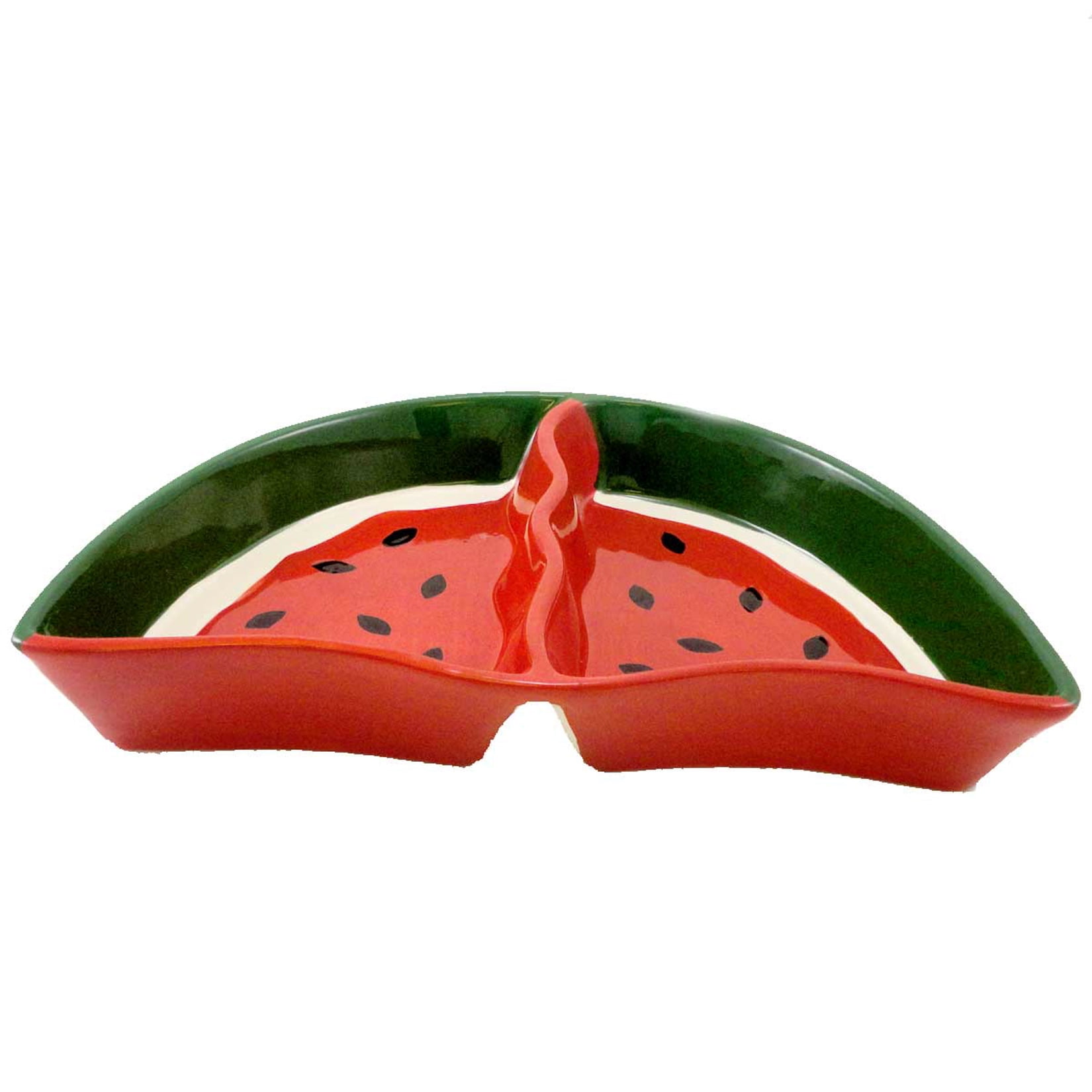Watermelon Shaped Ceramic Divided Serving Dish for Picnic Parties