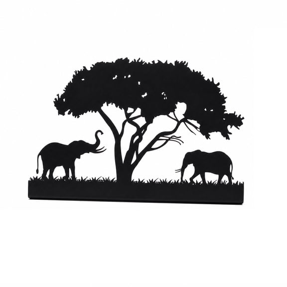 Tabletop Decor Black Wildlife Decor Elephant Acacia Tree Home Decor Gift for Animal Lovers Housewarming Gift