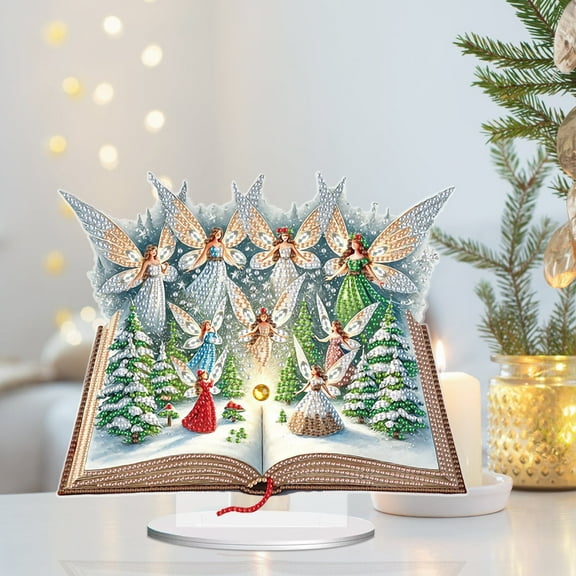 Tabletop Diamond Art Painting Kit, Beautiful Angels in the Deep Woods DIY Tabletop Ornament Decorations, Acrylic Special Shape Diamond Art for Home Decor Ornaments and Gift Gifts