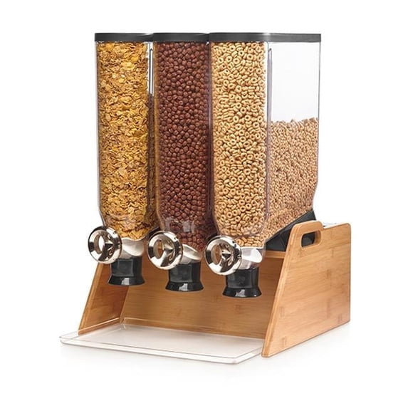 Tabletop Dispenser System Triple with Bamboo Stand & Catch Tray