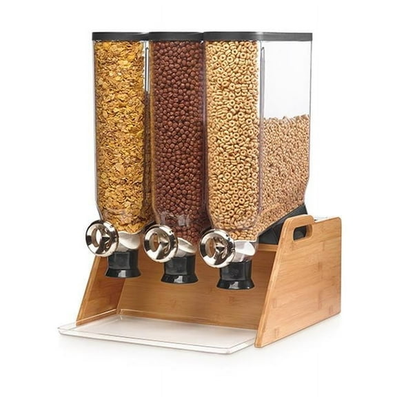 Tabletop Dispenser System Triple with Bamboo Stand & Catch Tray