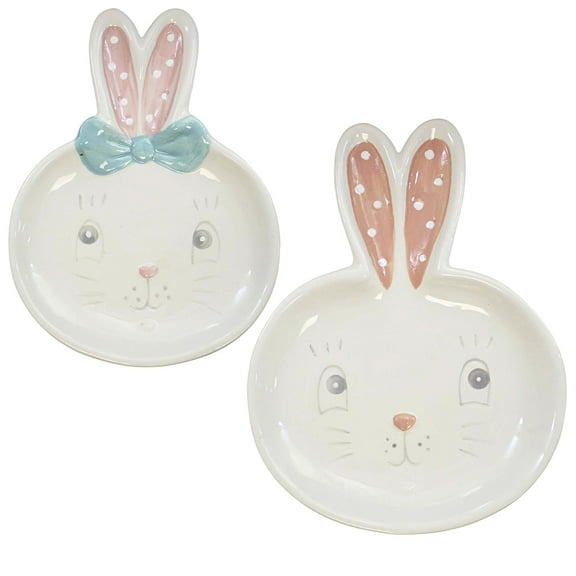 Tabletop Dottie Bunny Plates Dolomite Rabbit Ears Easter Spring A7180