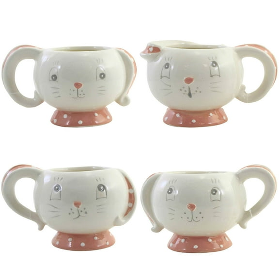 Johanna Parker 3.00In Dottie Tea Cups Decor, Dolomite, Easter Bunny Rabbit St/4 A7179