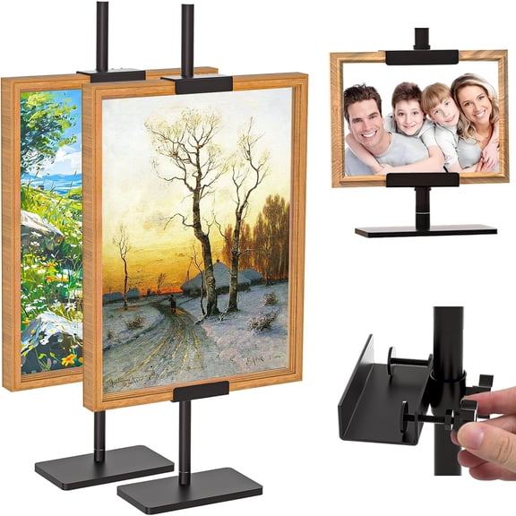 Tabletop Easel Stand, 31" H/1.7" T Adjustable Picture Frame Stands for Display, Metal Tablet Top Easel Picture Frames Stand, Canvas Frame Easel, Black Stand for Sign, Photo, Poster, Art, Painting