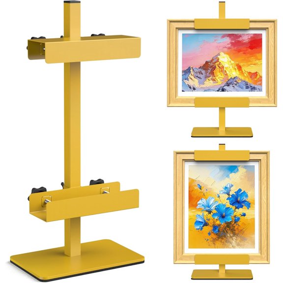 Tabletop Easel Stand Picture Easels for Display Up to 15.5" H Gold Picture Frame Stand Table Top Easel Metal Picture Easel for Photos, Painting, Artwork, Books (Base: 1.32 lbs)