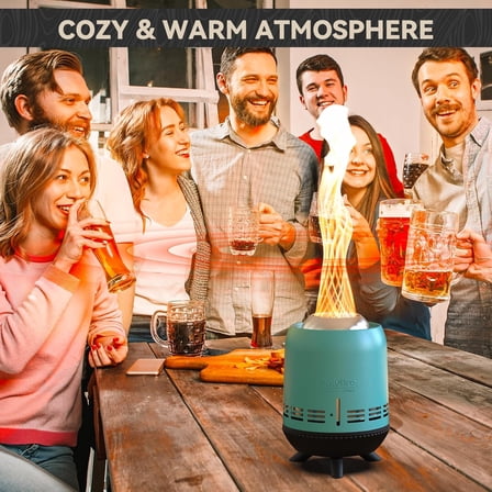 Tabletop Fire Pit Burning Woods/Pellets, Portable Small Fireplace with Storage Bag for Camping Tailgating RV  Backyard, Smokeless Camping Stove 9.5", FP055 Blue