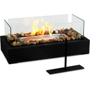 KORNIFUL Tabletop Fire Pit - Stainless Steel Portable Fireplace with Cobblestone, Indoor Outdoor Decor, Gift for Christmas