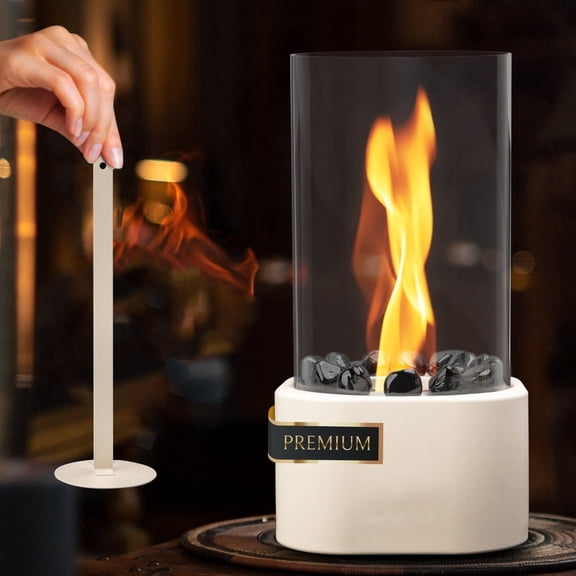 Tabletop Fire Pit with Windproof Borosilicate Glass, Premium Table Fireplace, Decoration for Home, Balcony & Backyard, Gift for Movie Nights Housewarming, Parties
