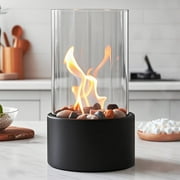 Tabletop Fire Pit with Windproof Borosilicate Glass, Portable Table Fireplace, Decoration for Home, Balcony & Backyard, Gift for Movie Nights Housewarming, Parties