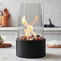 Tabletop Fire Pit with Windproof Borosilicate Glass, Portable Table Fireplace, Decoration for Home, Balcony & Backyard, Gift for Movie Nights Housewarming, Parties