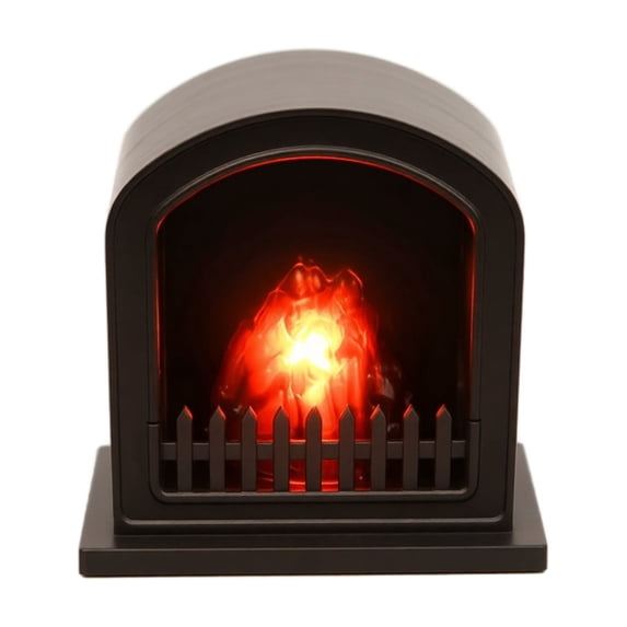 Tabletop Fireplace Small Electric Fireplace Black Mini Mantel Decor Ambient Lighting Lamp for Living Room Cozy Black Home Decor Accent Light for Indoor Desk 1 Piece