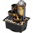 thumbnail image 1 of Tabletop Fountain 4 Level Tabletop Waterfall Indoor Meditation Fountain Office Home Relax Desktop Waterfall Pool Includes Many Natural River Rocks LED Lights Fixed Decorative Bubble Ball1, 1 of 6