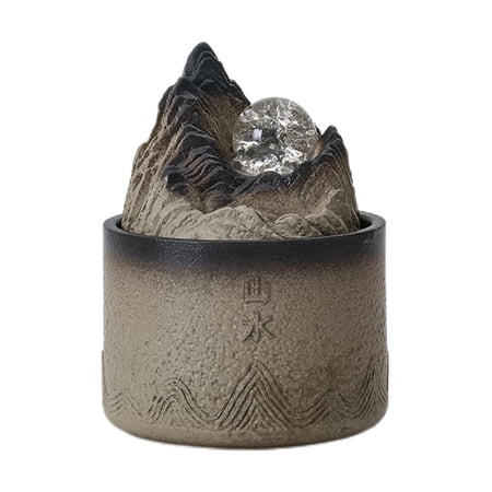 Tabletop Fountain Feature for Desk Garden Decor black gray