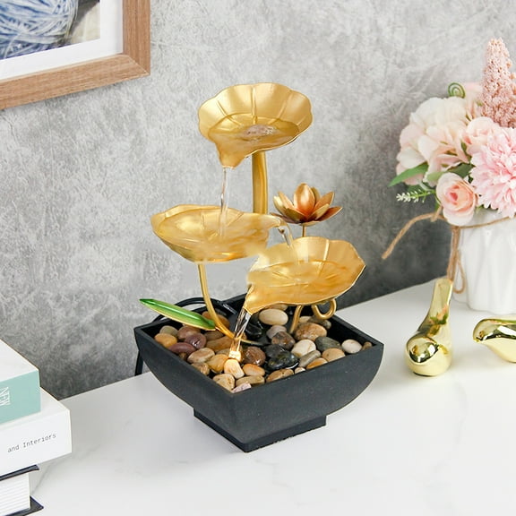 Tabletop Fountain, Home Decor Soothing Sound Machine - Automatic Pump, Deep Basin and Natural River Stones. Perfect for indoor Zen relaxation in the office, living room or bedroom
