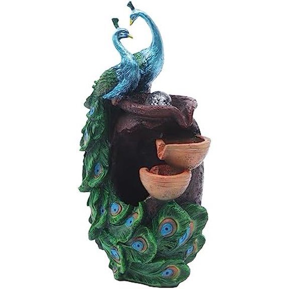 Tabletop Fountain, Indoor Tabletop Fountain Water Feature, Peacock-Themed Desktop Ornament, Feng Shui Water Sound Decor, Office Desktop Decoration for Home Office Bedroom Relaxation