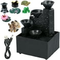 thumbnail image 1 of Tabletop Fountain with Light Battery/USB Operated Mini Indoor Water Fountain Feature Zen Meditation Fountain Decor Sound Relaxation Fountain with Microscopic Ornaments for Office Home Bedroom, 1 of 8
