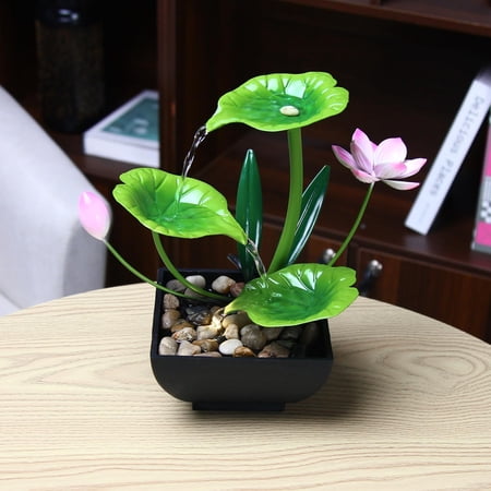 Tabletop Fountain, Waterfall Fountain, Indoor Water Fountain, 3-Tier Lotus Desk Fountain. Home Decor with Natural River Rocks Soothing Sound Machine Zen Relaxation