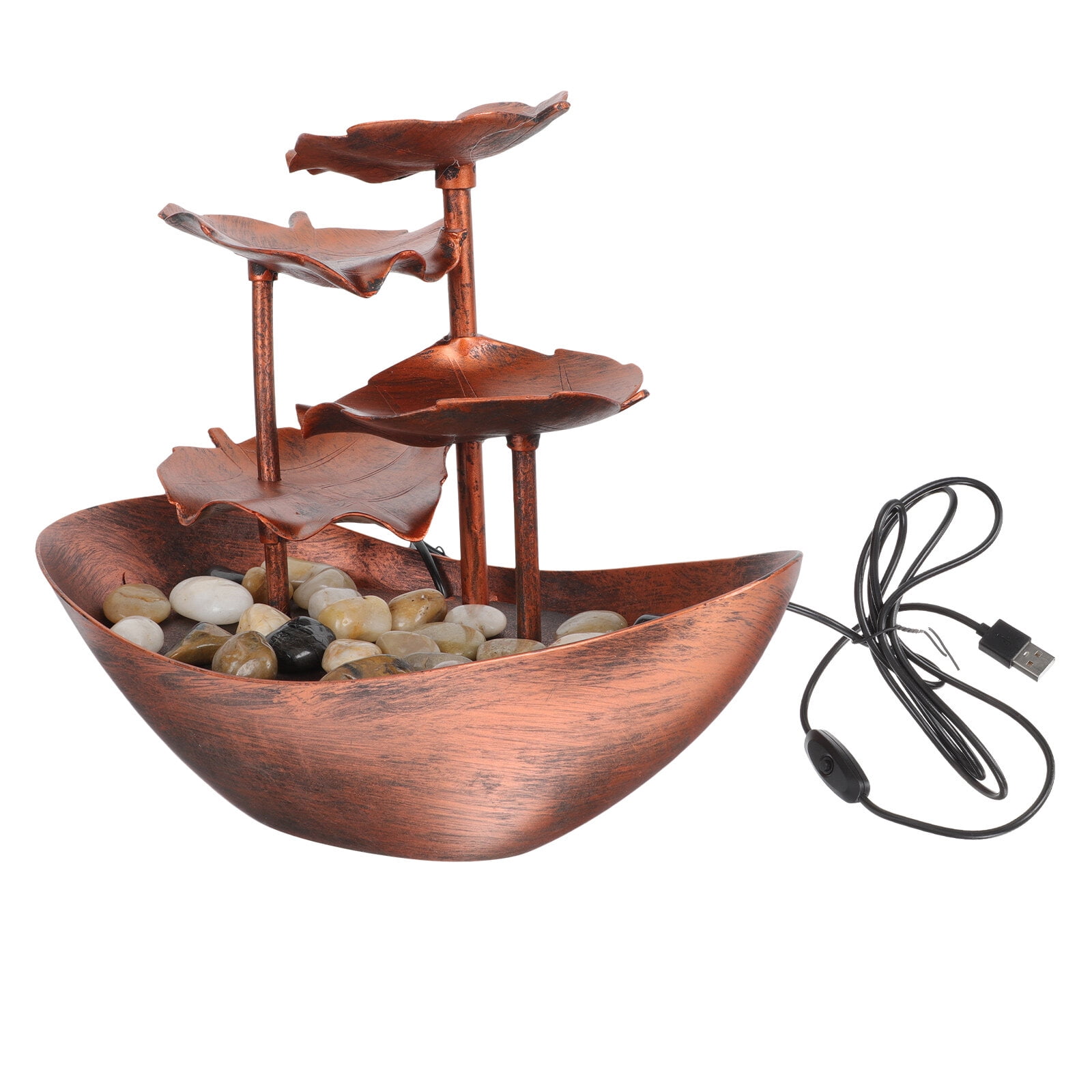 Tabletop Fountain with LED Lights 4 Step Falls Indoor Waterfall