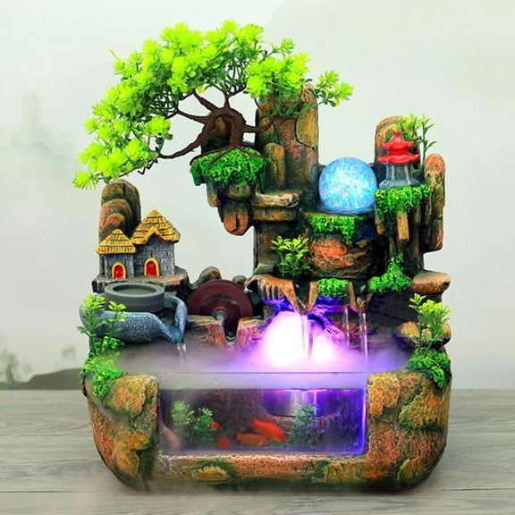 Tabletop Fountain with Romantic Lighting and Soothing Water Flow  LED Light Source with Multiple Colors