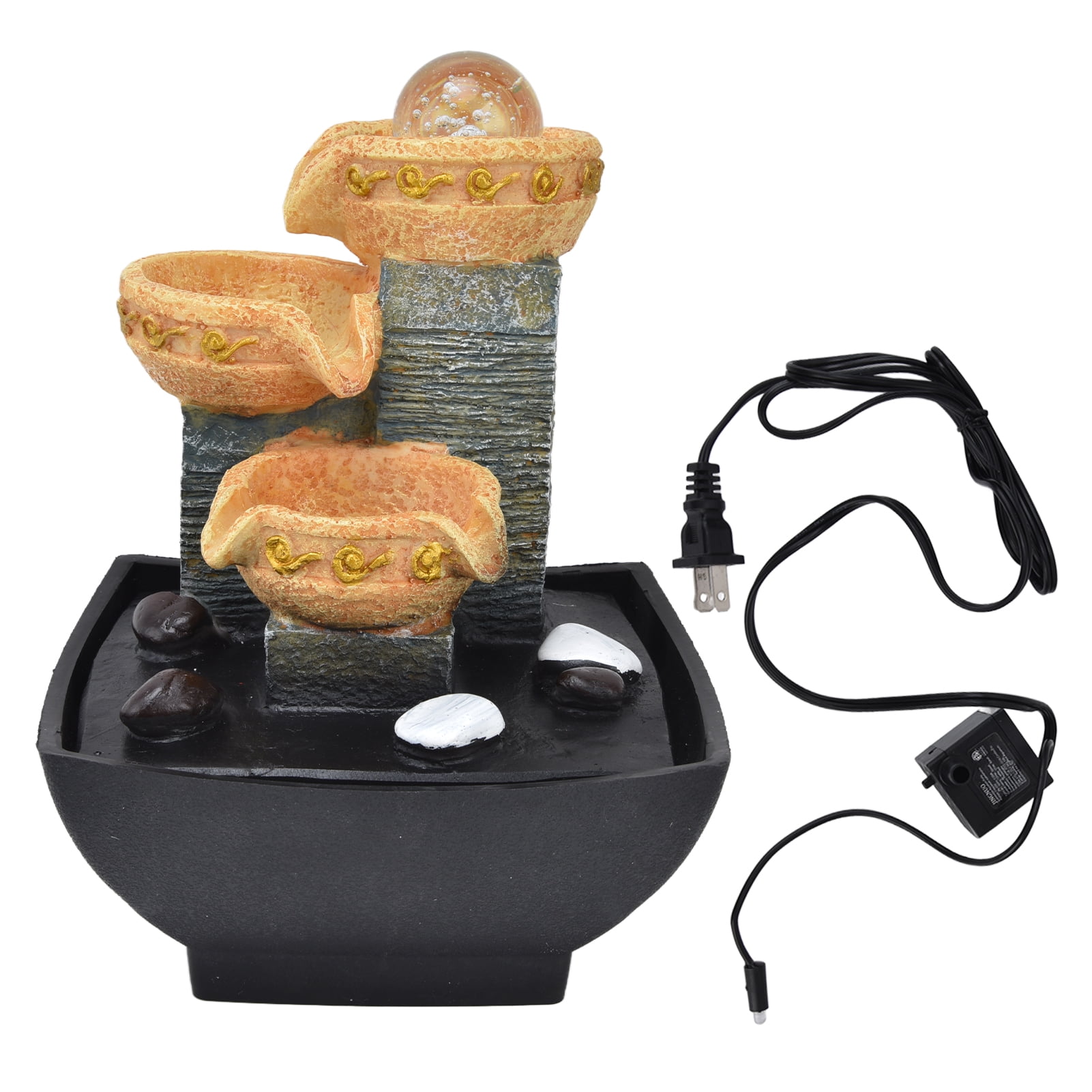 Tabletop Fountain with Warm Light Adjustable Water Pump Low Noise