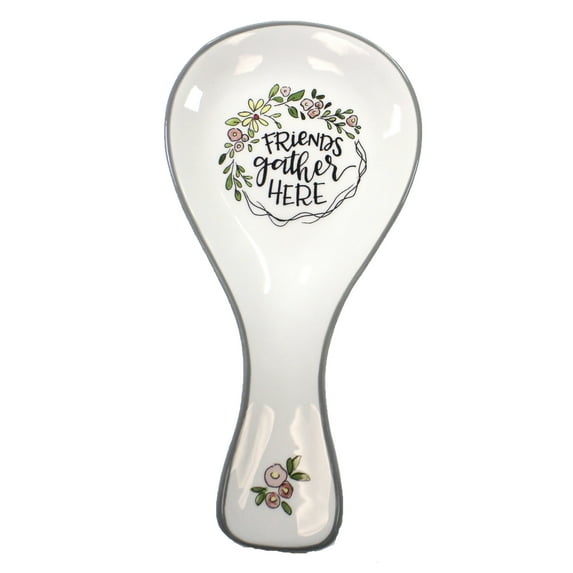 Tabletop Friends Gather Here Spoon Rest Ceramic Cooking Party Kitchen 75628