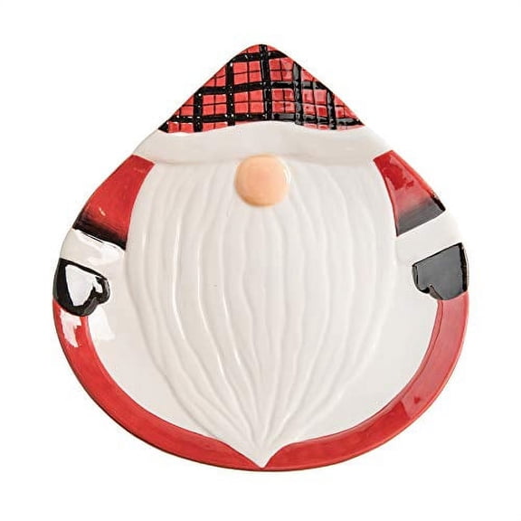 Plaid Gnome Christmas Cookie Plate