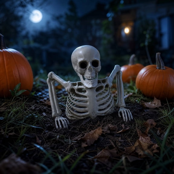 Tabletop Half Skeleton Halloween Decoration, Realistic Half Skeleton Prop with Lifelike Skull Durable Freestanding Display Easy Setup, for Halloween Tabletop Mantel Porch Hauntedy Houses Party Decor