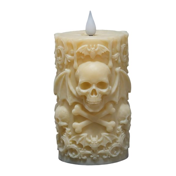 Tabletop Halloween Accent Light Skull Figurine in Resin for Mantel Shelf Party Decor, Operated Piece