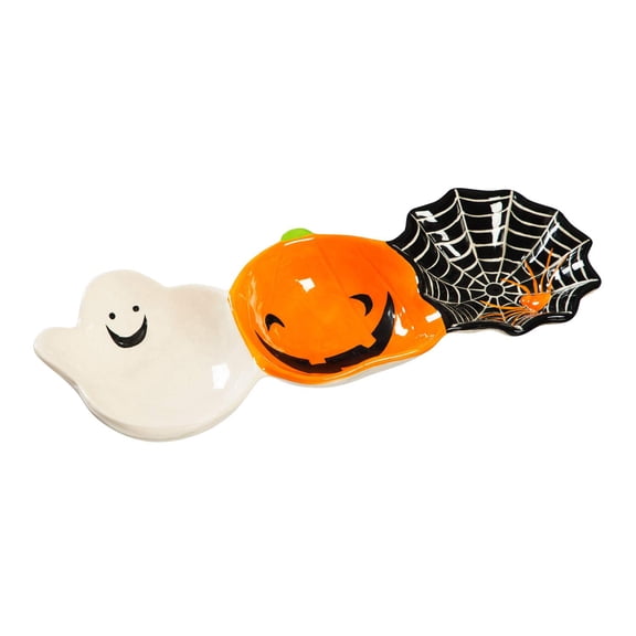 Tabletop Halloween Bowl Trio Ceramic Ghost Pumpkin Spider Web 3Bl045
