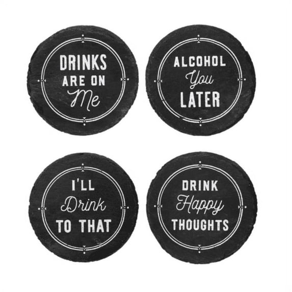 Tabletop Happy Hour Coaster Set Slate Alcohol Bar Cb176167