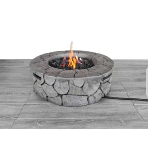 Tabletop Heater, 9'' H x 28'' W Fiber Reinforced Concrete Outdoor Fire pit(Stone Gray), Gray Patio Heater,Steel Outdoor Heater For Deck, Garden & Outdoor Heating