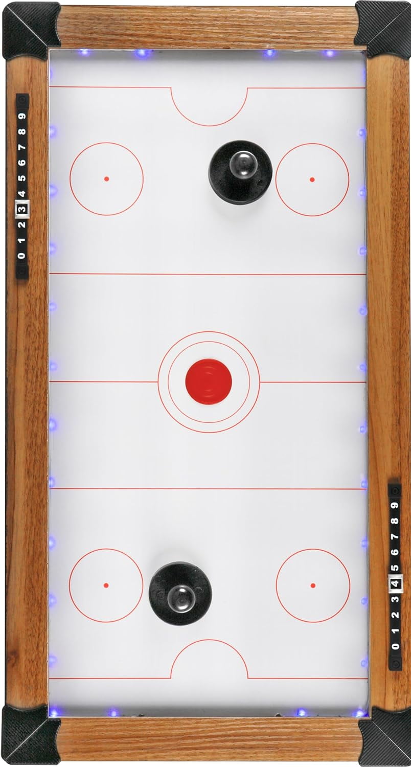 Tabletop Hockey Table Game with 30 LED Accent Lights. 2 Player Game