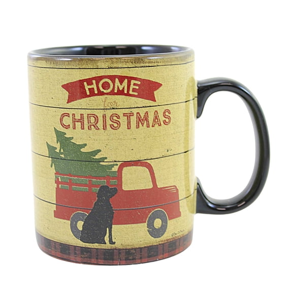 Tabletop Home For Christmas Mug Stoneware Red Truck Tree Dog 103557